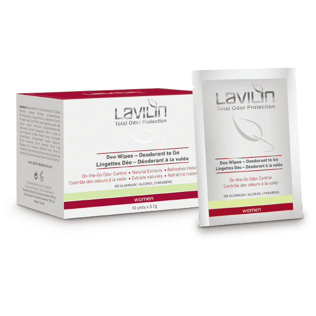 Lavilin deodorant wet wipes for women, 10 sheets, pack
