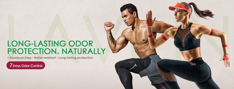 Two runners in motion, showcasing Lavilin's long-lasting, natural odor protection.